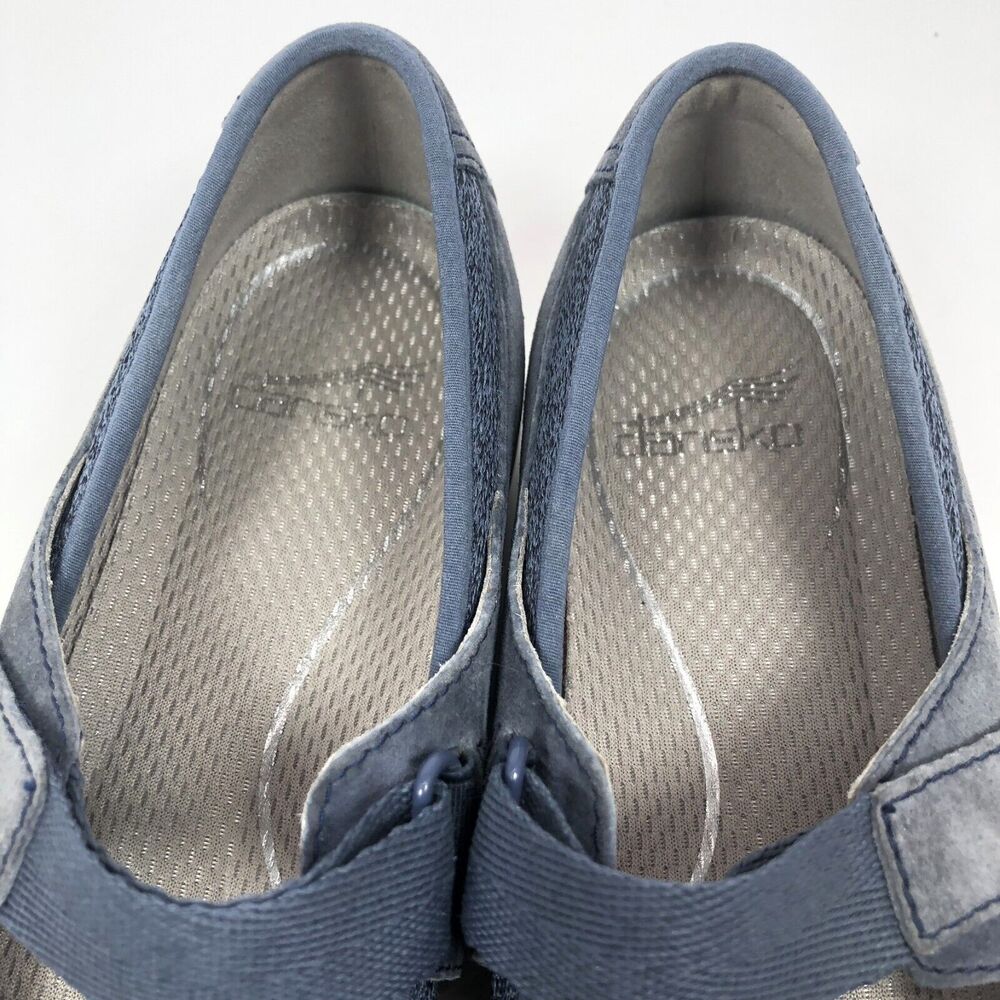 Dansko Hennie Mary Jane Flat Shoes Size 40 / 9.5 - 10 Blue Suede Walking Comfort - Picture 8 of 9
